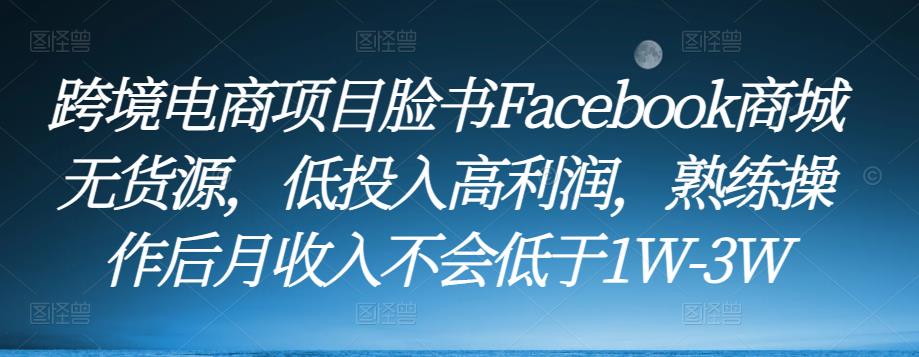 跨境电商项目脸书Facebook商城无货源，低投入高利润，熟练操作后月收入不会低于1W-3W-泡泡爱学习哦