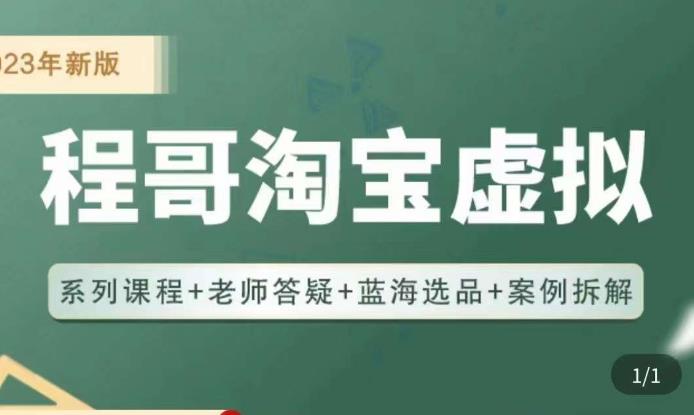 程哥·2023淘宝蓝海虚拟电商，虚拟产品实操运营，蓝海选品+案例拆解-泡泡爱学习哦