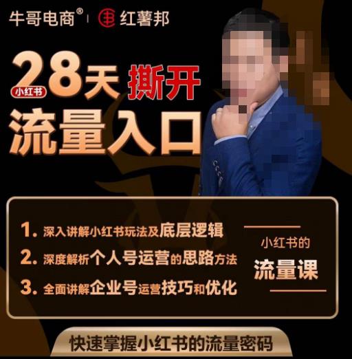 牛哥电商红薯邦28天撕开小红书流量入口，小红书运营系列课，快速掌握小红书的流量密码-泡泡爱学习哦