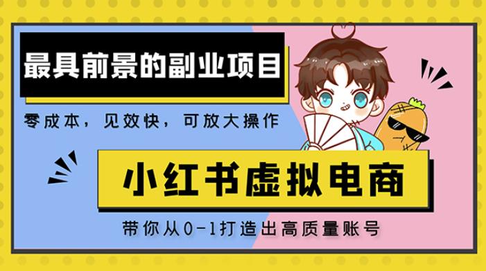 小红书蓝海大市场虚拟电商项目，手把手带你打造出日赚2000+高质量红薯账号-泡泡爱学习哦