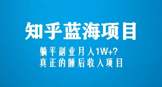 知乎蓝海玩法，躺平副业月入1W+，真正的睡后收入项目（6节视频课）-泡泡爱学习哦