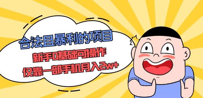 合法且暴利的项目，新手0基础可操作，仅靠一部手机月入2w+-泡泡爱学习哦
