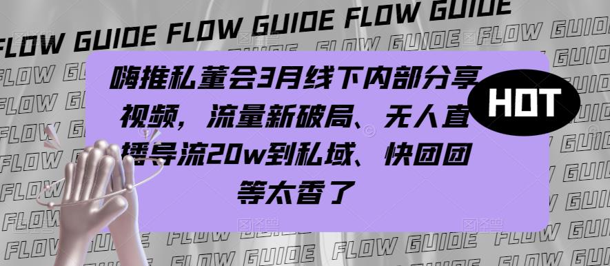 嗨推私董会3月线下内部分享视频，流量新破局、无人直播导流20w到私域、快团团等太香了-泡泡爱学习哦