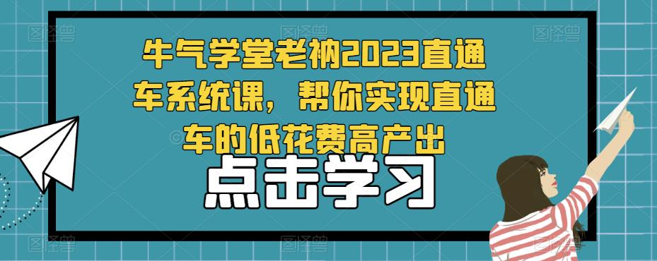 牛气学堂老衲2023直通车系统课，帮你实现直通车的低花费高产出-泡泡爱学习哦