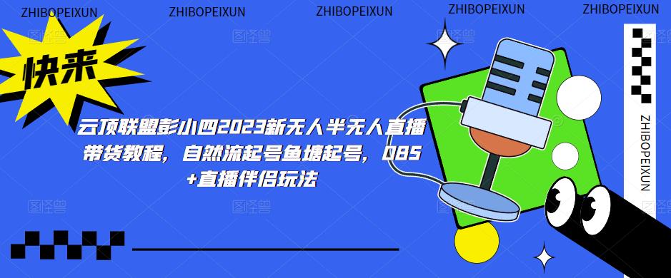 云顶联盟彭小四2023新无人半无人直播带货教程，自然流起号鱼塘起号，OBS+直播伴侣玩法-泡泡爱学习哦