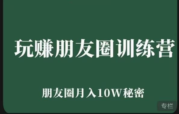 玩赚朋友圈系统课，朋友圈月入10W的秘密，​7天系统图文课程-泡泡爱学习哦
