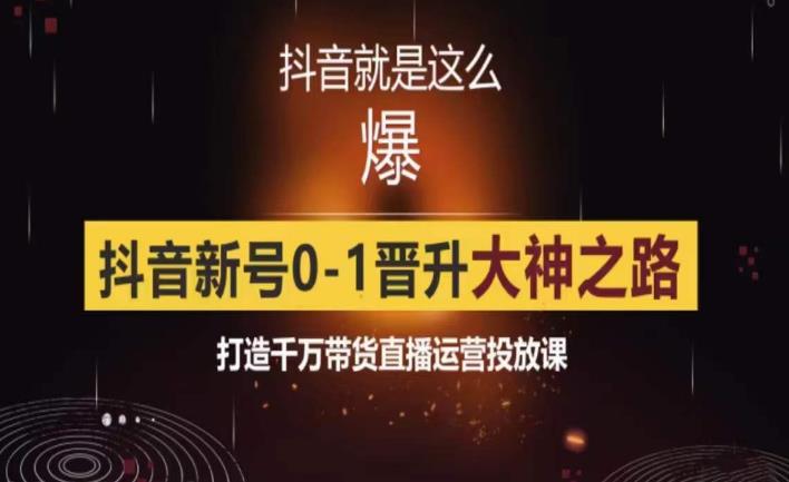 0粉自然流实战起号课，抖音新号0~1晋升大神之路，打造千万带货直播运营投放课-泡泡爱学习哦