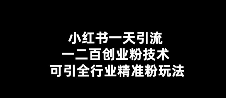 小红书一天引流一二百创业粉技术，可引全行业精准粉玩法【仅揭秘】-泡泡爱学习哦