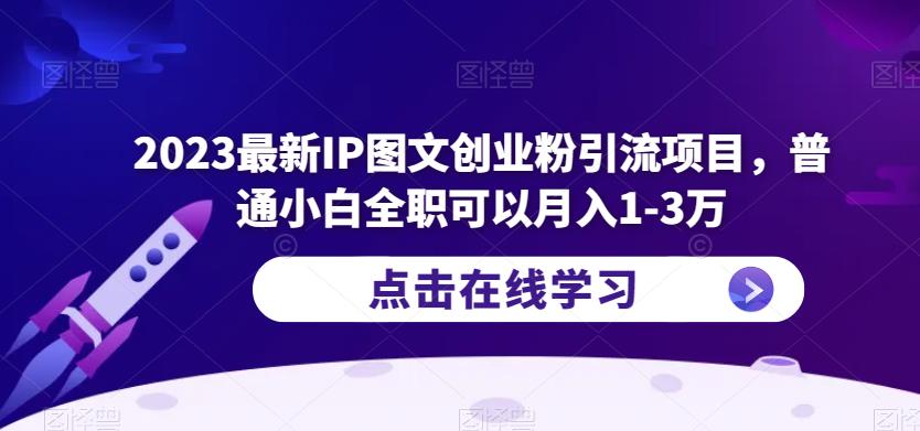 2023最新IP图文创业粉引流项目，普通小白全职可以月入1-3万-泡泡爱学习哦