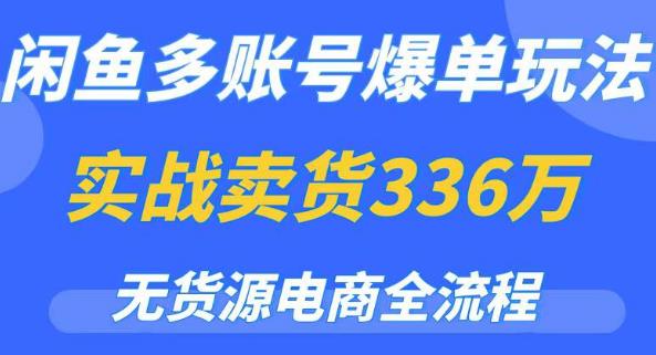 闲鱼多账号爆单玩法，无货源电商全流程，超简单的0门槛变现项目【揭秘】-泡泡爱学习哦