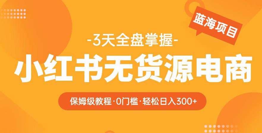 2023【阿本小红书无货源电商训练营】保姆级教程，从0到1，3天全盘掌握，轻松日入300+-泡泡爱学习哦