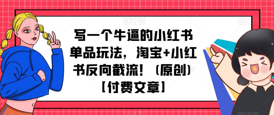 写一个牛逼的小红书单品玩法，淘宝+小红书反向截流！(原创)【付费文章】-泡泡爱学习哦