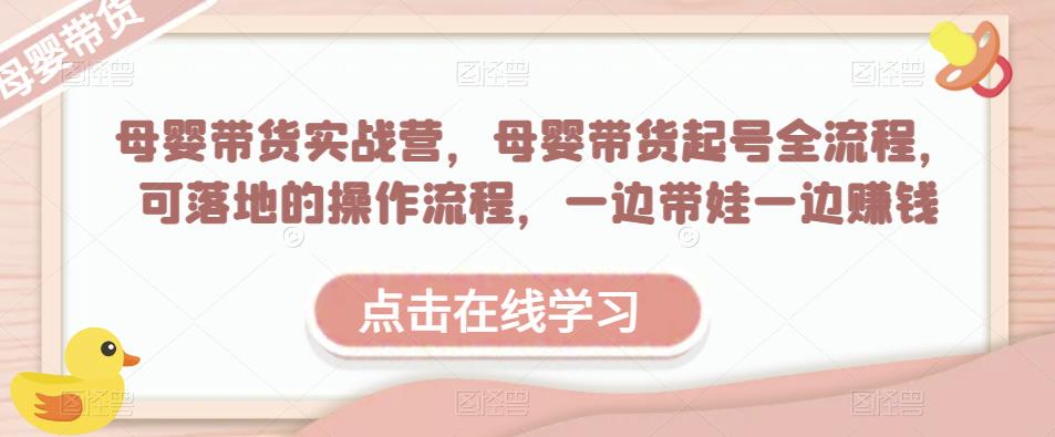 母婴带货实战营，母婴带货起号全流程，可落地的操作流程，一边带娃一边赚钱（附素材）-泡泡爱学习哦