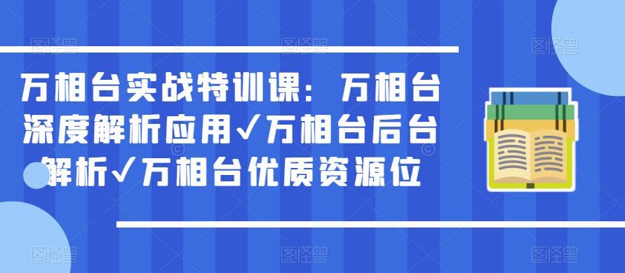 万相台实战特训课：万相台深度解析应用✔万相台后台解析✔万相台优质资源位-泡泡爱学习哦